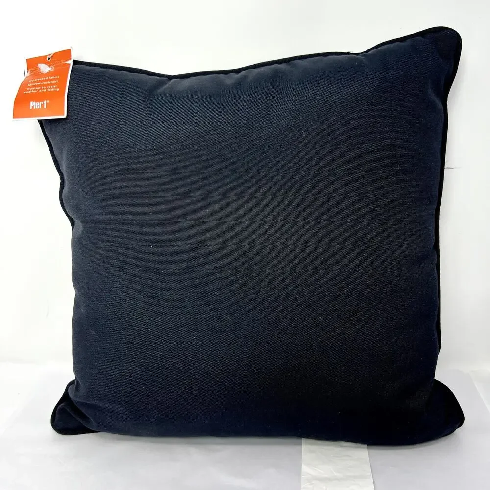 Pier 1 Outdoor UV-Treated weather Decor Black White Patio Lounge Pillow NEW RARE